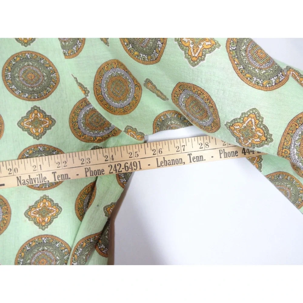 Vintage Paisley Cotton Robe Mens XL Green Medallion 60s 70s Loungewear MCM Retro